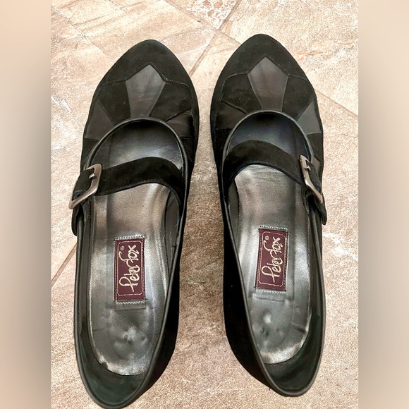 Peter Fox Black Suede Mary Jane Heels Size 8 - Picture 4 of 13